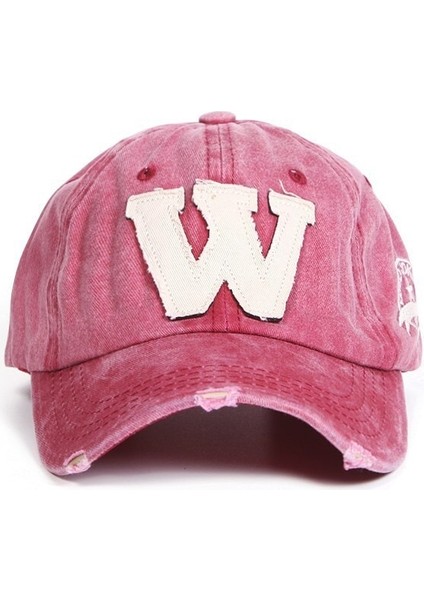 Unisex Bordo W Eskitme Şapka