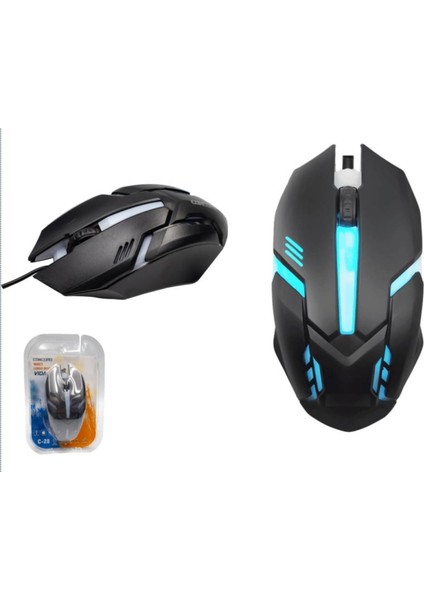 C-5928 Oyuncu Rainbow/usb/rgb Işıklı Klavye Mouse Türkçe Q