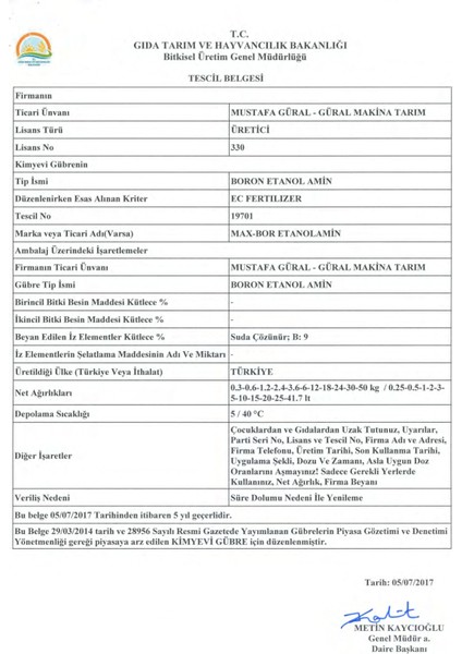 Max Bor Etanolamin 5 Lt ( Boron Etanol Amin - Sıvı Bor ) fırsatları