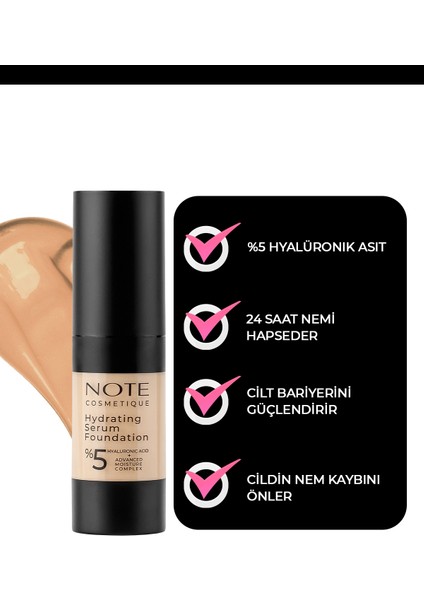 Hydrating Nemlendirici Etkili Hyaluronik Asitli SPF 50 Serum Fondöten 100