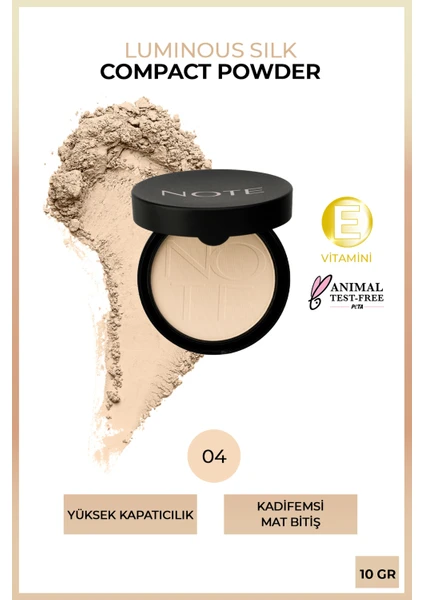 Luminous Silk Compact Powder Mat Bitişli Toz Yüz Pudrası 04 Sand