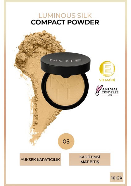 Luminous Silk Compact Powder Mat Bitişli Toz Yüz Pudrası 05 Honey Beige