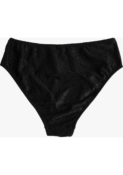 Yüksek Bel Bikini Altı Dokulu Desenli