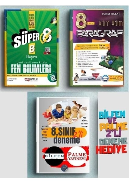 8. Sınıf Süper Fen Bilimleri + LGS 8. Sınıf Adım Adım Paragraf + 2'li Deneme