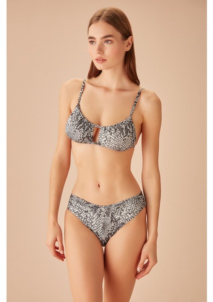 Kare Bandeau Desenli Bikini Üst