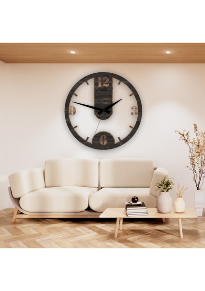 Landiwork Ahşap Sessiz Duvar Saati, Modern Ahşap Duvar Saati, Salon Duvar Saati, Oturma Odası Duvar Saati, Ev Hediyesi, 42cm