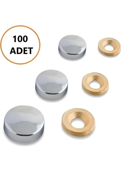 Almital Krom  Dekoratif Vida Kapağı 16 mm Vida Kapak 100 Adet