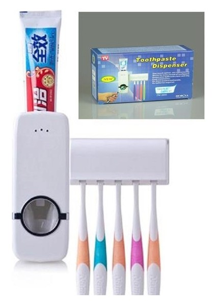 Otomatik Diş Macunu Sıkacağı ve 5 Adet Diş Fırası Tutacağı Diş Fırçalığı fırsatları