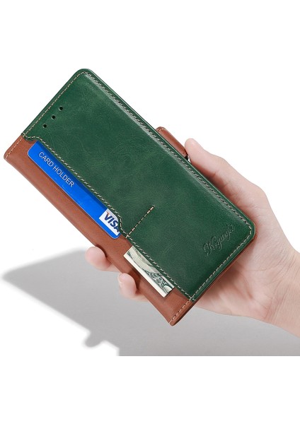 Vivo Iqoo Z7X Açık Kahverengi + Yeşil Için Yan Toka Pu Kasası (Yurt Dışından)