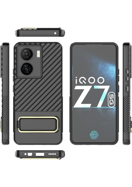 Vivo Iqoo Z7 5g Global Siyah Için Dalgalı Dokulu Telefon Kılıfı (Yurt Dışından)