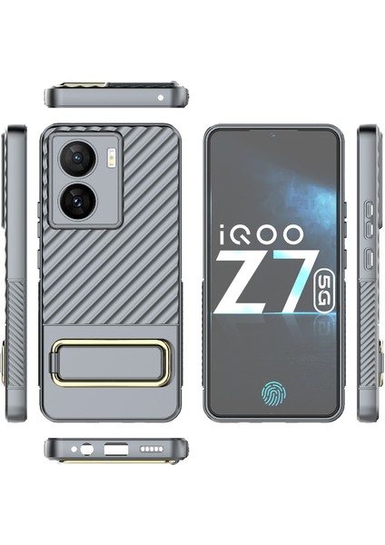 Vivo Iqoo Z7 5g Global Gri Için Dalgalı Dokulu Telefon Kılıfı (Yurt Dışından)