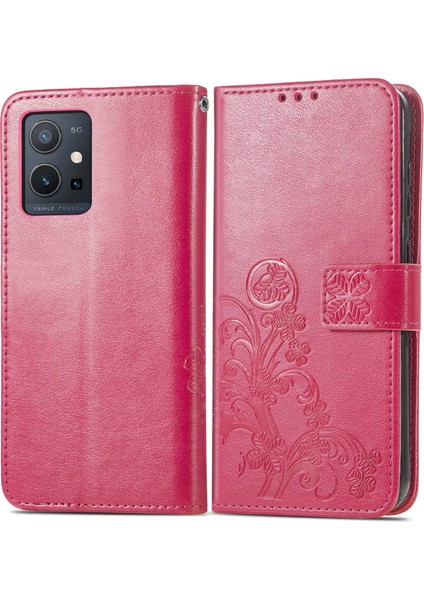 Vivo Y55 5g Gül Kırmızısı Için Dört Yaprağı Yonca Deri Kılıf (Yurt Dışından) modelleri