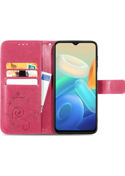 Vivo Y55 5g Gül Kırmızısı Için Dört Yaprağı Yonca Deri Kılıf (Yurt Dışından) fırsatları