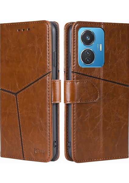 Vivo Y55 4g Açık Kahverengi Için Geometrik Pu Kasası (Yurt Dışından) fiyatları