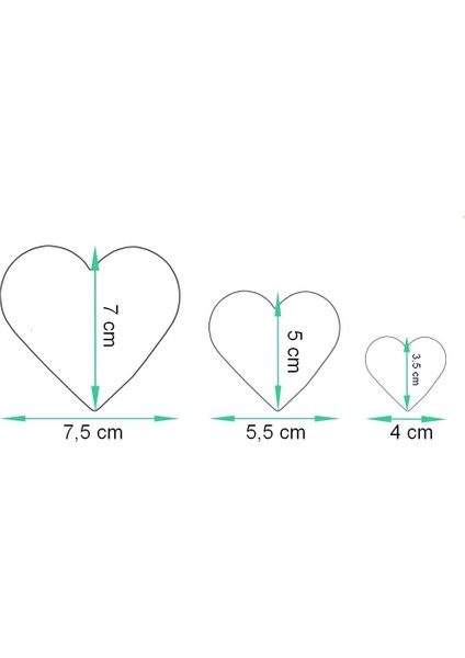 Narkalıp Kalp Şekline Kurabiye Kalıbı 3 Lü
