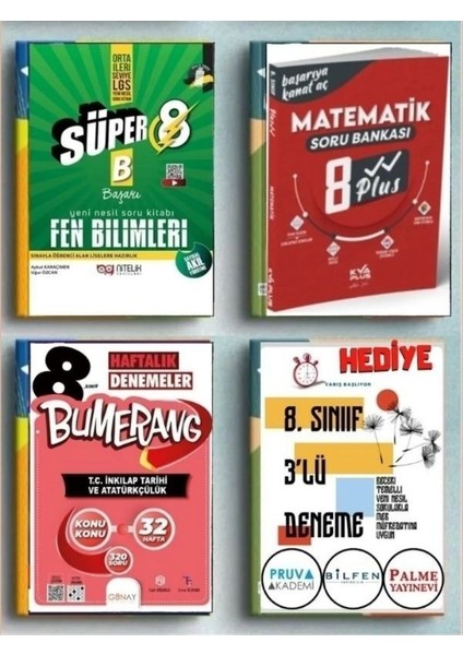 8. Sınıf Süper Fen + Kva Matematik 8 Plus + Günay 32 Haftalık İnkılap Tarihi + 3'lü