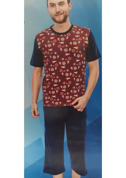 Erkek Kaprili Kısa Kollu Pijama Takımı