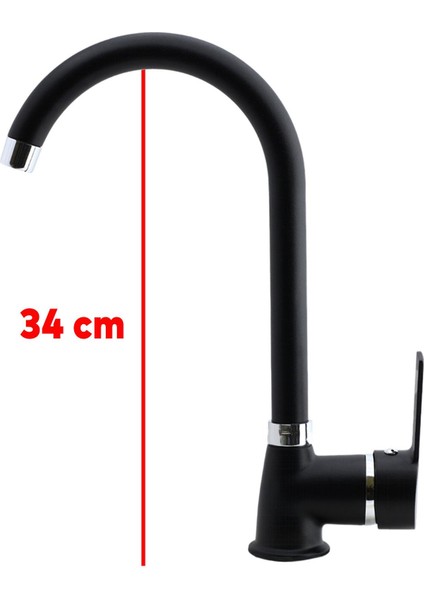 Banyo Lavabo Musluğu Siyah Bataryası Mix Eyve Sıcak Soğuk Çift Su Girişli Çeşmesi 34 cm