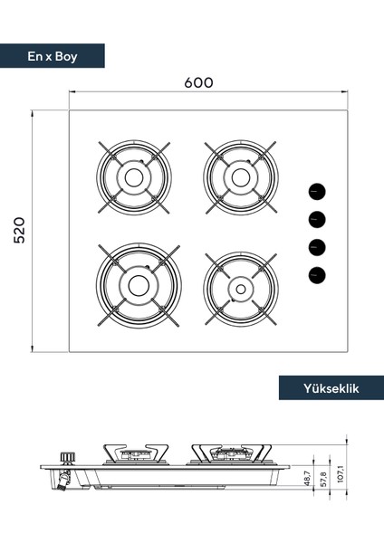 Rustik Beyaz Cam Ankastre Ocak (Ko-40 Tahdf)