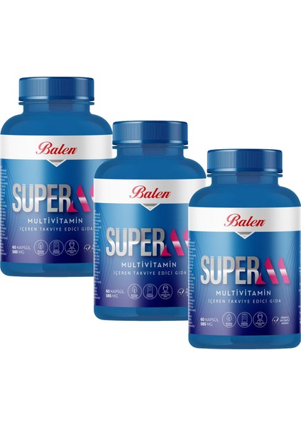 Süper-M Multivitamin Kapsül 585 mg 60 Kapsül x 3 Adet