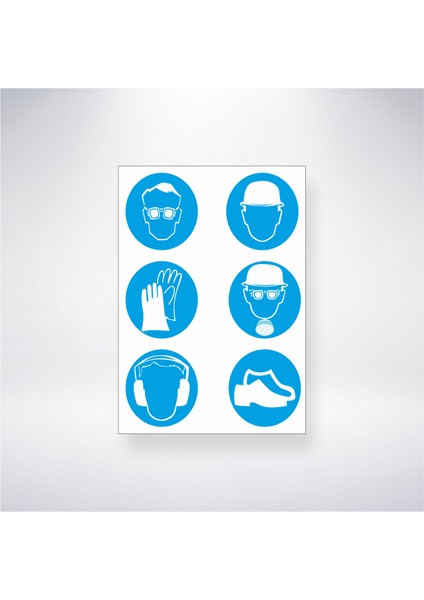 Koruyucu Malzeme Sembolleri 21X30 cm Yapışkanlı Levha