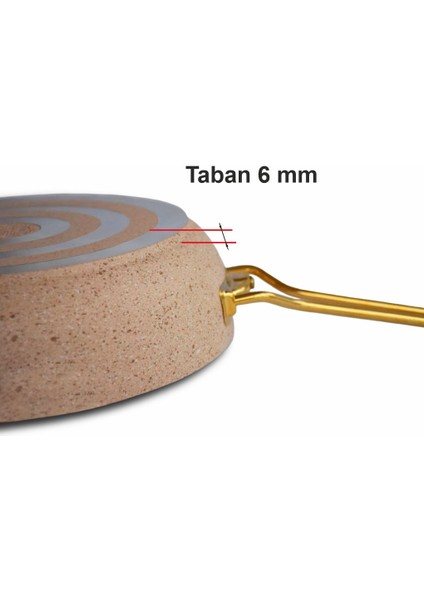 Altın Renk Kulplu Granit Tava 28 cm