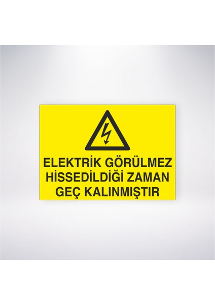 Elektrik Görülmez Hissedildiği Zaman Geç Kalınmıştır 21X30 cm Yapışkanlı Levha