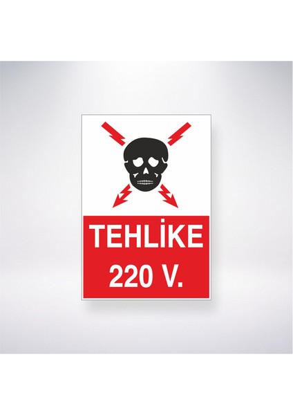 Tehlike 220 V. 21X30 cm Yapışkanlı Levha