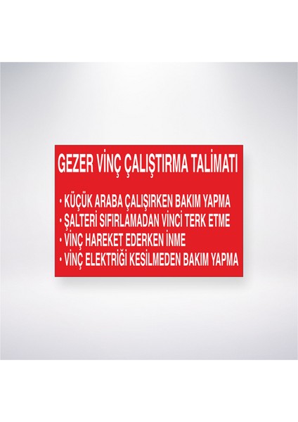 Gezer Vinç Çalıştırma Talimatı 21X35 Arkası Yapışkanlı Levha 21X30 cm Yapışkanlı Levha