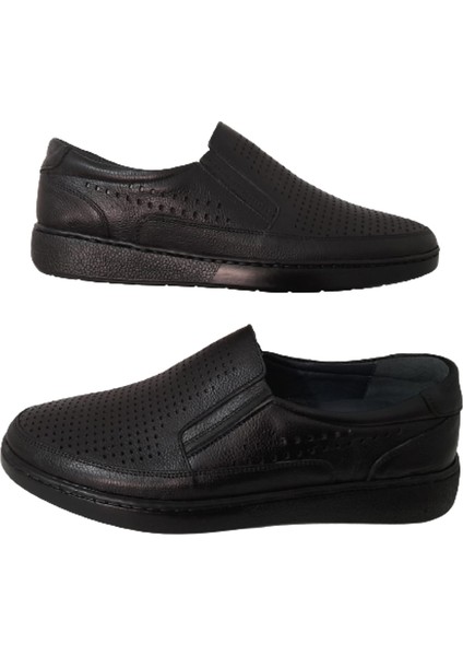 Hakiki Siyah Deri Günlük Şık Erkek Ayakkabı