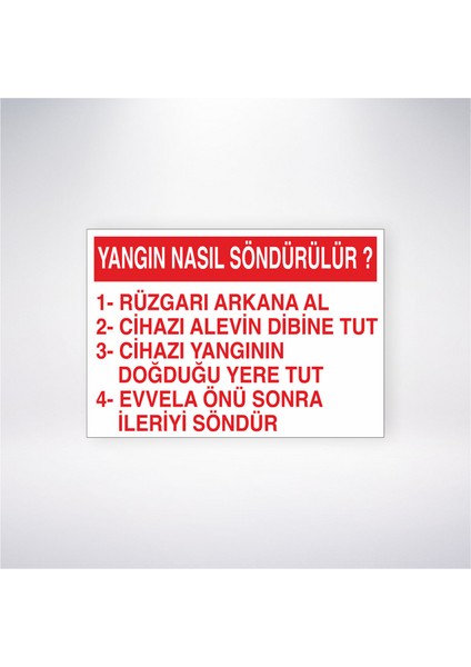 Yangın Nasıl Söndürülür 21X30 cm Yapışkanlı Levha