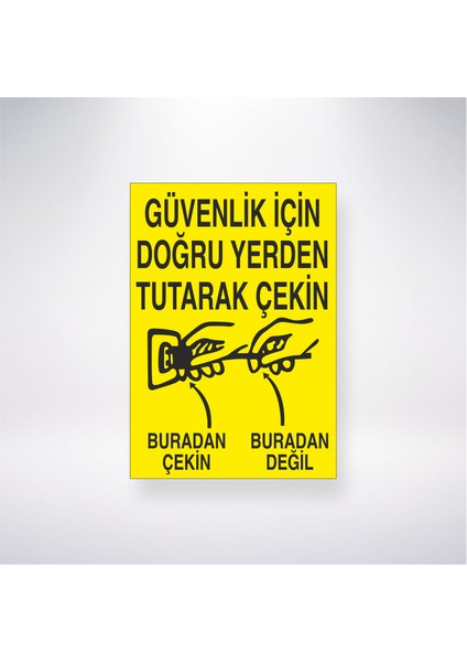 Güvenlik Için Doğru Yerden Tutarak Çekin 21X30 cm Yapışkanlı Levha