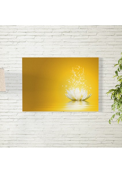 Sarı Arkaplanlı Lotus Çiçeği Poster 35X50 cm