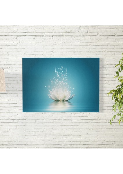Mavi Arkaplanlı Lotus Çiçeği Poster 35X50 cm