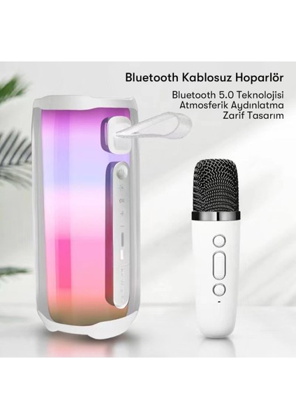 Pluse 5 Mikrofonlu Rgb Kablosuz Soundbar Multimedya Hoparlör Speaker Bluetooth Hoparlör