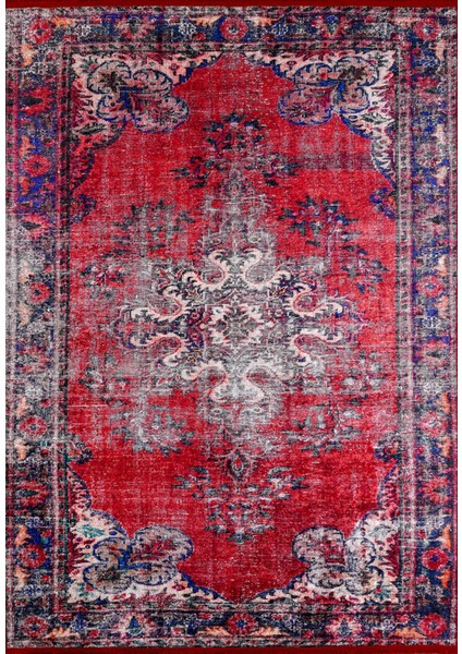 Belorecensk Kırmızı Eskitme Dijital Baskı Halı