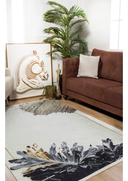 Livnı Krem Modern Dijital Baskı Halı