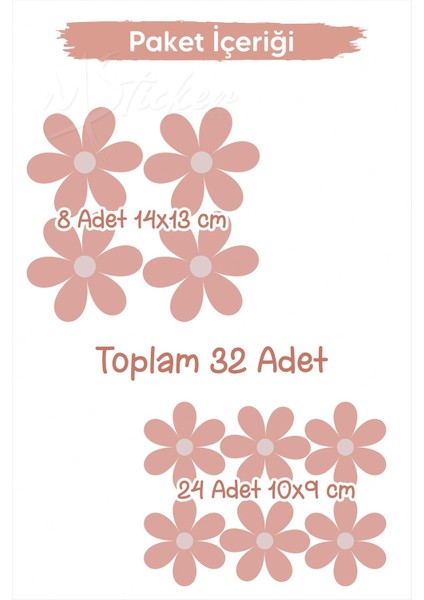Soft Pembe Çiçekler Cam Duvar Sticker Seti fiyatları
