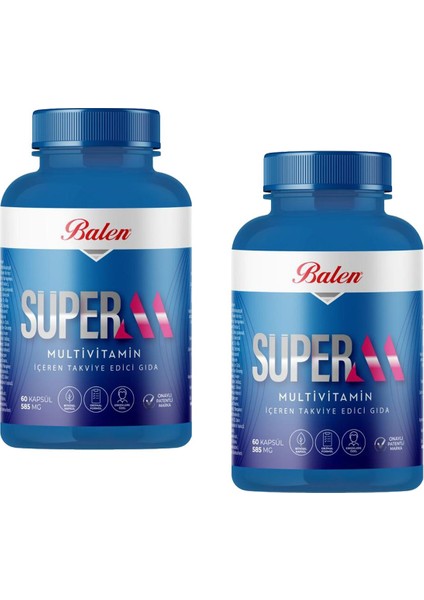 Süper-M Multivitamin Kapsül 585 Mg 60 Kapsül x 2 Adet