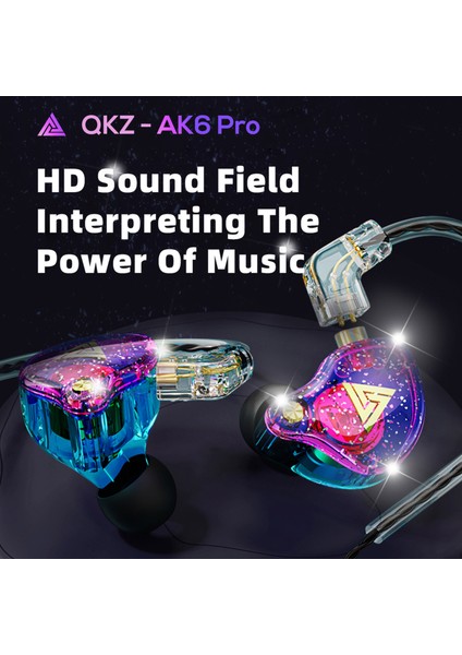 Qkz Ak6 Pro 3.5mm Kablolu Kulaklıklar Dinamik Müzik (Yurt Dışından)