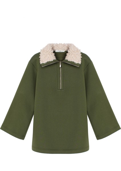 Touche Yakası Kürklü Sweatshirt