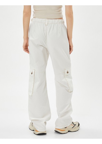 Kargo Pantolon Beli Bağcıklı Büyük Cepli Düğmeli Pamuklu fırsatları