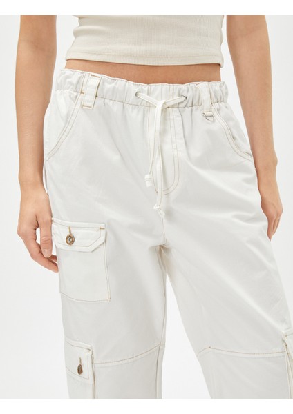 Kargo Pantolon Beli Bağcıklı Büyük Cepli Düğmeli Pamuklu indirimleri