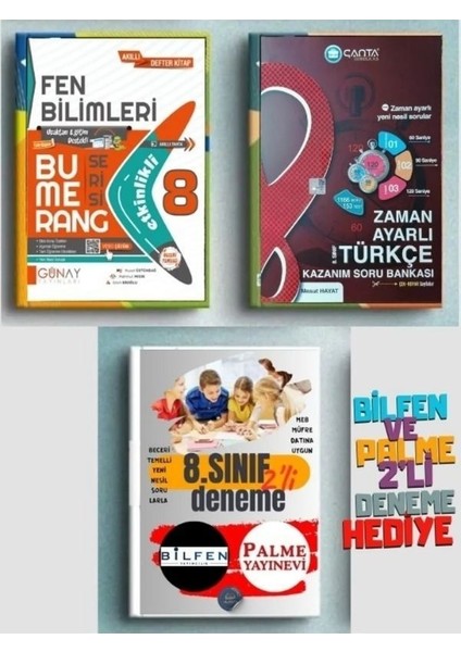 8. Sınıf Bumerang Etkinlikli Fen + Zaman Ayarlı Türkçe + 2'li Deneme