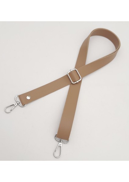 Suni Deri Ayarlı Çanta Sapı 120X2.4 cm Vizon Gümüş Metal modelleri