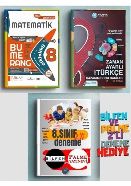 8. Sınıf Bumerang Etkinlikli Matematik + Zaman Ayarlı Türkçe + 2'li Deneme