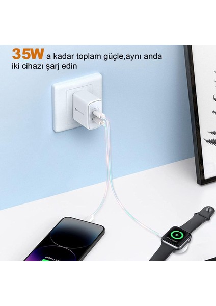 Gan 35W 2 Portlu Usb-C Pd Hızlı Şarj Cihazı