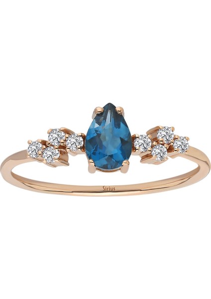 Pırlanta ve London Blue Topaz Su Damlası Yüzük 0417R0294 fiyatları