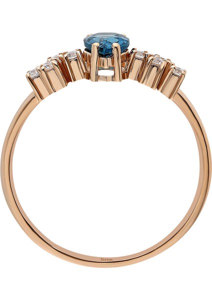Pırlanta ve London Blue Topaz Su Damlası Yüzük 0417R0294 modelleri