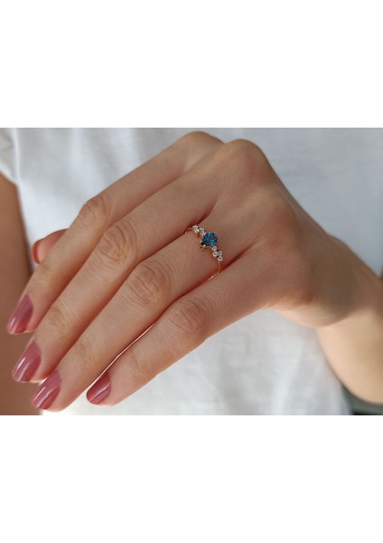 Pırlanta ve London Blue Topaz Su Damlası Yüzük 0417R0294 fırsatları